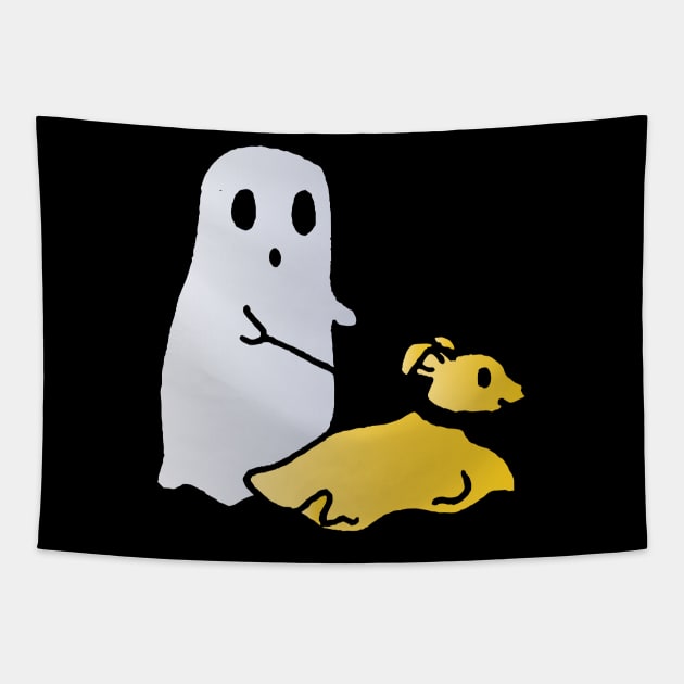 ghost walking dog Tapestry by lazykitty