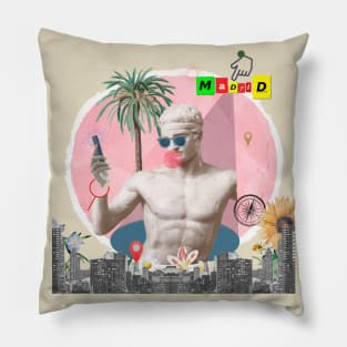 Madrid city spain Collage art Pillow