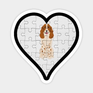 Russian Spaniel Heart Jigsaw Pieces Design - Gift for Russian Spaniel Lovers Magnet