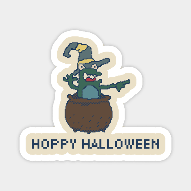 Hoppy Halloween - Frog Boiling 8bit Pixel Art Magnet by pxlboy