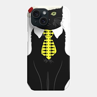 Black Business Cat Kitten with Yellow Tie Santa Phone Case
