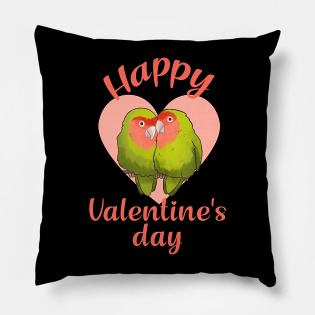 Happy valentines day love birds Pillow by Yarafantasyart