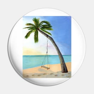 Welcome in Paradise Tropical Gouache Painting Pin