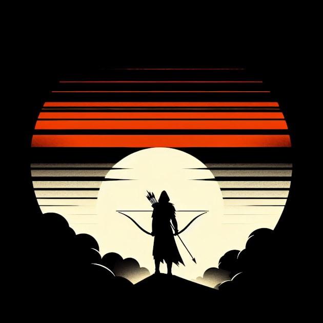 Minimalistic Medival Archer Sunset by Miami Neon Designs