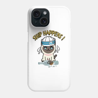 Ship Happens funny pun - siamese cat Phone Case