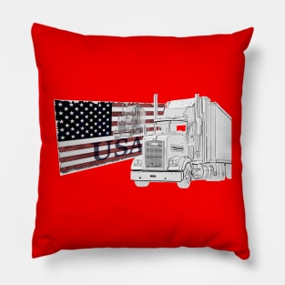 American Flag with truck Pillow