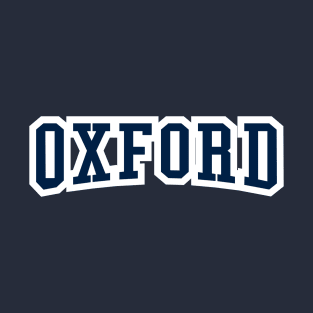 oxford white blue text T-Shirt