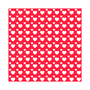 Tiny white hearts pattern on Red Background T-Shirt