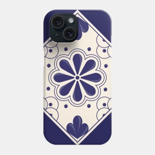 Blue Floral Talavera Tile by Akbaly Phone Case