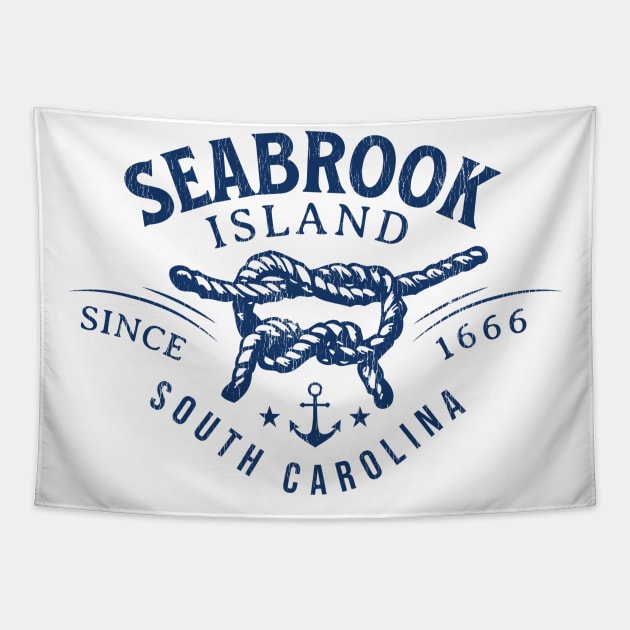 Seabrook Island, SC Rope Knot Summertime Vacations Tapestry by Contentarama