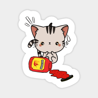 Funny Tabby Cat Spilled Hot Sauce Magnet