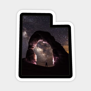 Utah State Outline - Delicate Arch in Arches National Park Magnet