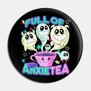 Cute Kawaii Teacup Full of Anxiety Anxietea Pastel Goth Pin