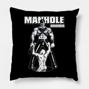 Manhole Vintage Retro Leather Gay Chicago LGBT Pillow