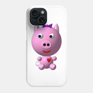 Cute Pink Pig with a Purple Bow Phone Case