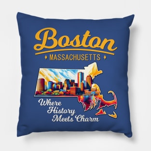 Boston, Massachusetts - Where History Meets Charm Pillow