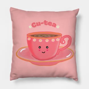 Cu-tea cute pink tea cup Pillow