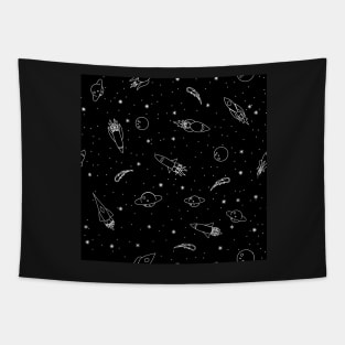 Space Pattern - Black and White Tapestry