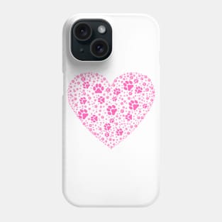 Pink Heart with Paw Prints Phone Case