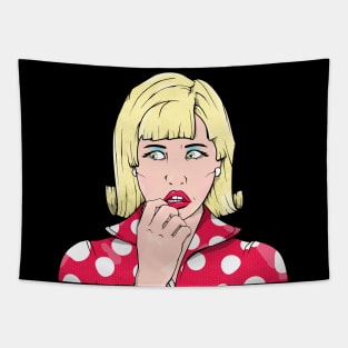 Worried Woman Pop Art Tapestry