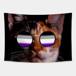 Cute Cat with Glasses Flag Tapestry