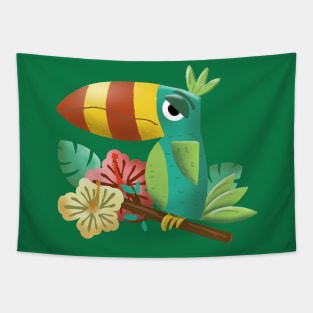 Toucan Tropical Bird with Hibiscus Flowers Tapestry