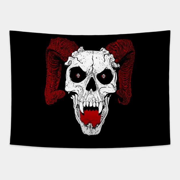 ATH Demon Skull Tapestry by All The Horror