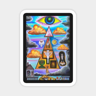 Surrealist painting like digital art with occult symbolism and All Seeing Eye Magnet