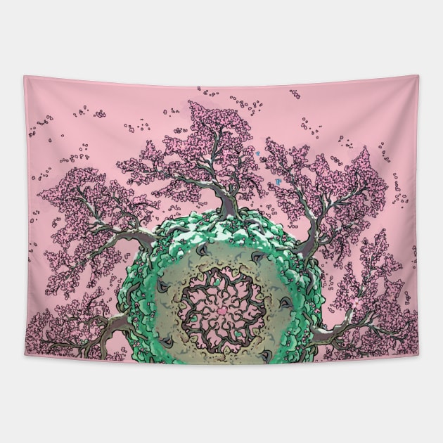 Cherry Blossoms (no background) Tapestry by mogstomp