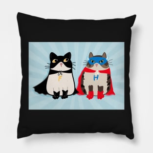 Fred and Henry, Superhero Cats in Masks and Capes Pillow