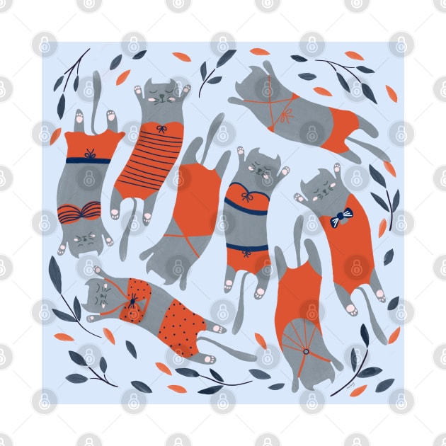 Swimsuit Cats in Red by thewhimsicalrepose