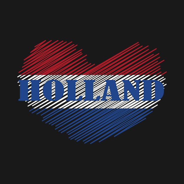 Netherlands Holland Heart Flag Design by Sanu Designs