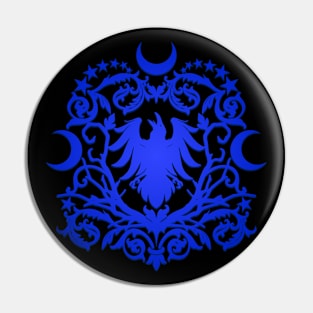 Blue Moon Raven Damask Pin