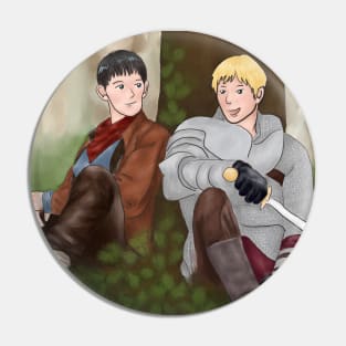 Merlin and Arthur Chilling Under a Tree Pin