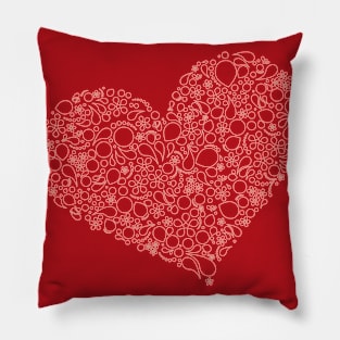 Heart in Modern Paisley Outline Design Pillow