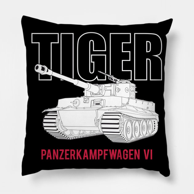 Best for the tank lover! Famous German tank Pz-VI Tiger Pillow by FAawRay