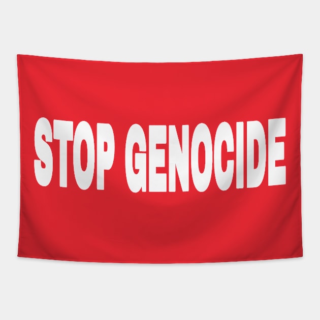 STOP GENOCIDE - White - Red, White and  Blue - Double-sided Tapestry by SubversiveWare