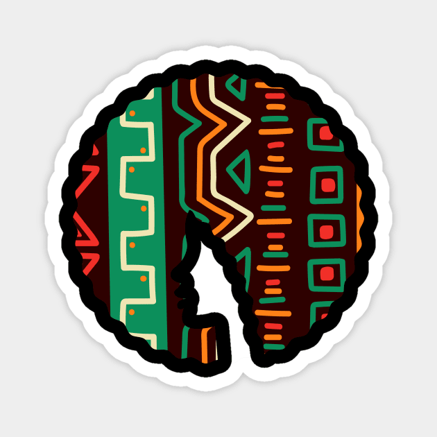 Afro Hair Woman with African Pattern, Black History Magnet by logiamerch