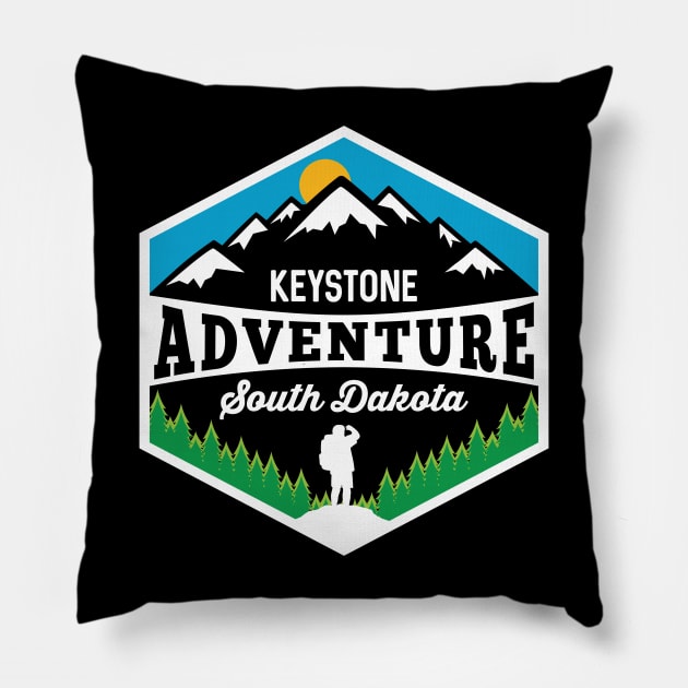 Keystone Adventure South Dakota Hiking Wilderness Pillow by SouthDakotaGifts