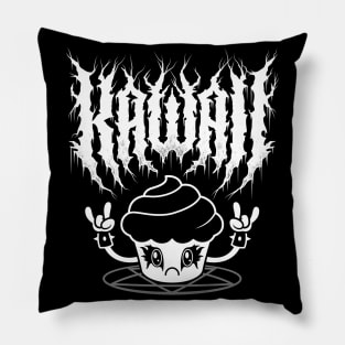 Kawaii Cupcake Black Metal Logo - Creepy Cute - Funny Spoopy Goth Pillow