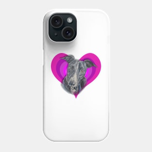 Stunning whippet painting on a rainbow heart! Phone Case