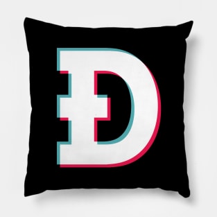 Dogecoin Social Media App blue pink glitch modern typography art gift Pillow