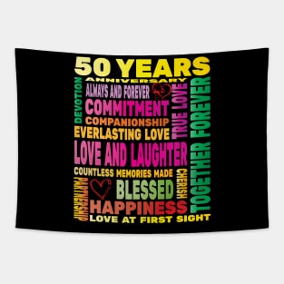 50 Years Anniversary of Love Happy Marriage Couple Lovers Tapestry