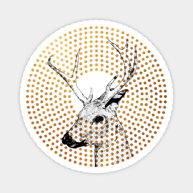 Deer Head Antlers Retro Gold Dots Magnet by Inogitna Designs