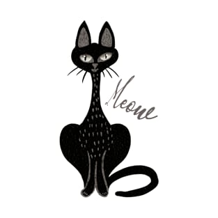 Cute Black Cat Meow T-Shirt