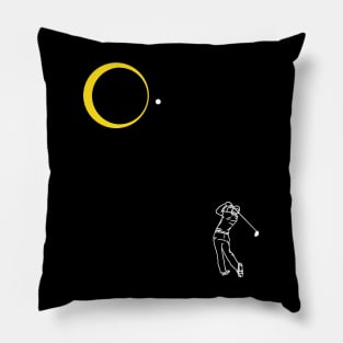 Total Solar Eclipse 2024 Golf Player Golfing Swing Ball Pillow
