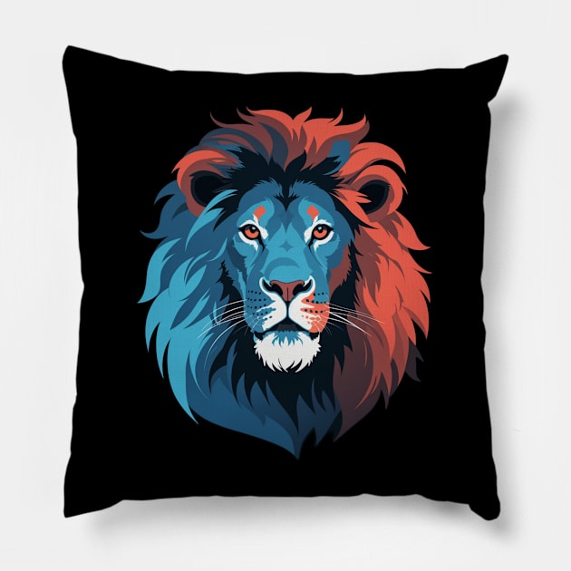 Blue Red Lion Pillow by VALCO