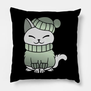 Cute Cozy Colorful Snow Winter Cat Kitty Pillow