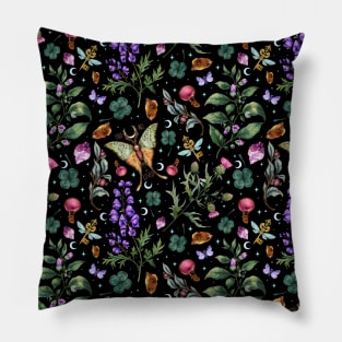 Witchy magical pattern. Poisonous herbs Pillow