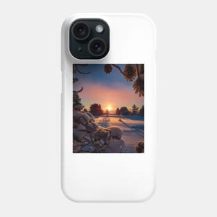 Nature's wonders: Sunset in the snow Phone Case